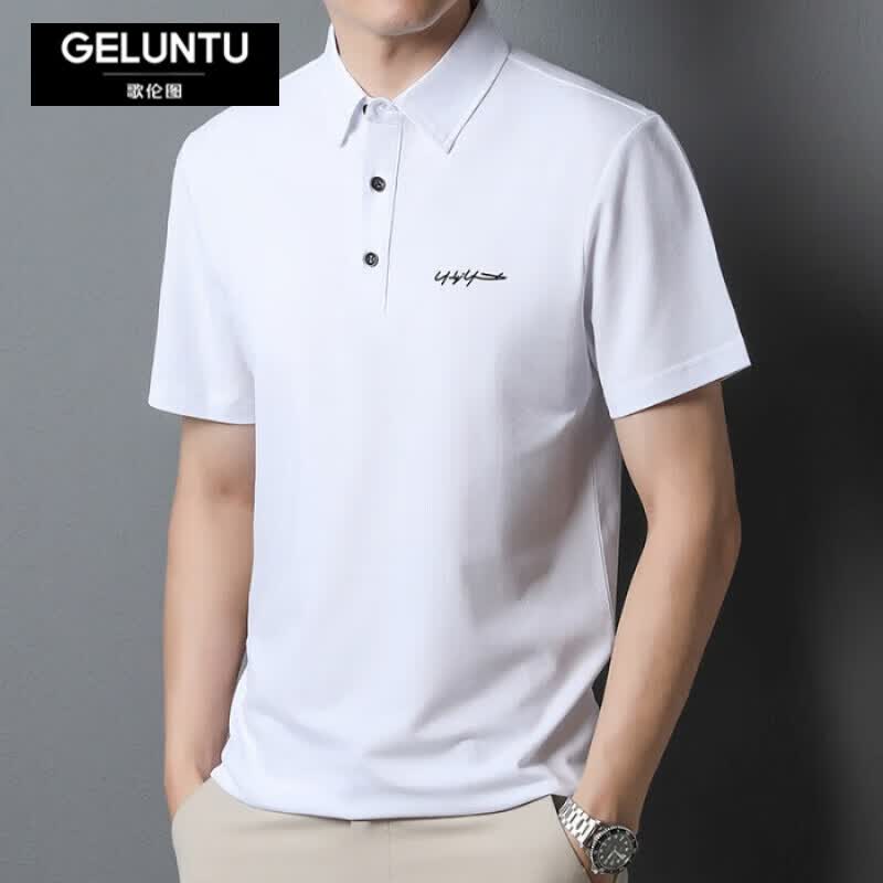歌伦图翻领POLO衫男夏季潮牌商务高端男装衣服男士短袖保罗衫薄款 2969白色 L