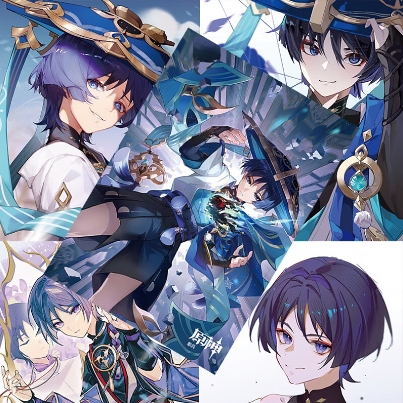 元氣小猴原神英雄海报 opp袋装 高清铜版纸 1套8张 动漫周边卡通宿舍