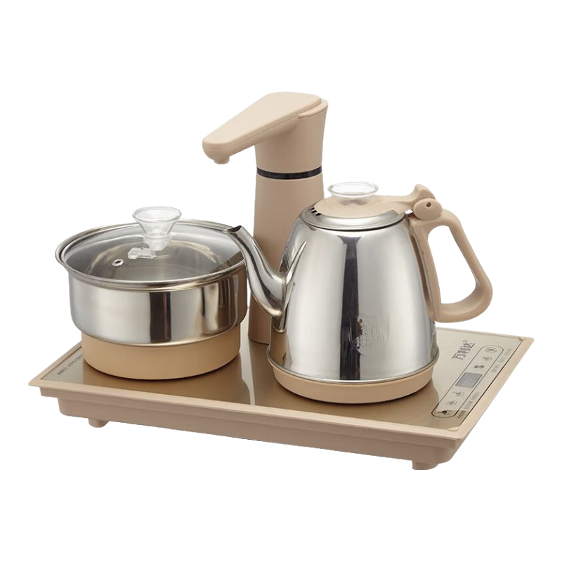 万利达全自动上水嵌入式烧水壶泡茶保温茶台一体茶具全套装电茶炉 1.8L 37/23升级续水-金色不锈钢消毒款