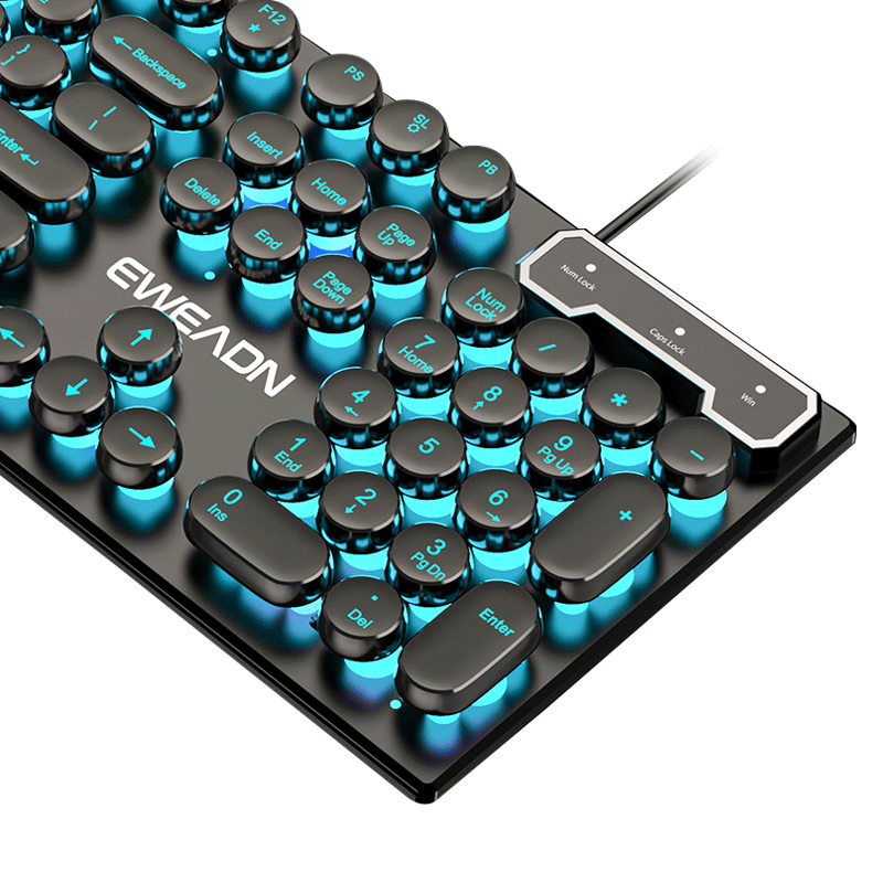 前行者（EWEADN） GX330机械手感键盘鼠标套装朋克有线游戏电脑笔记本办公无线蓝牙键鼠三件套 黑色冰蓝光【朋克版】升级加厚48元