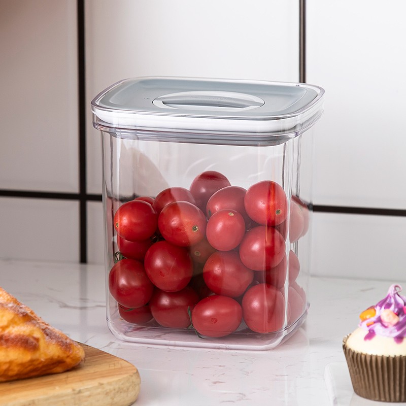 Momscook防潮保鲜盒带硅胶密封圈 旋转式开关 家用果蔬盒 耐摔耐高温材质 中号长方形保鲜盒