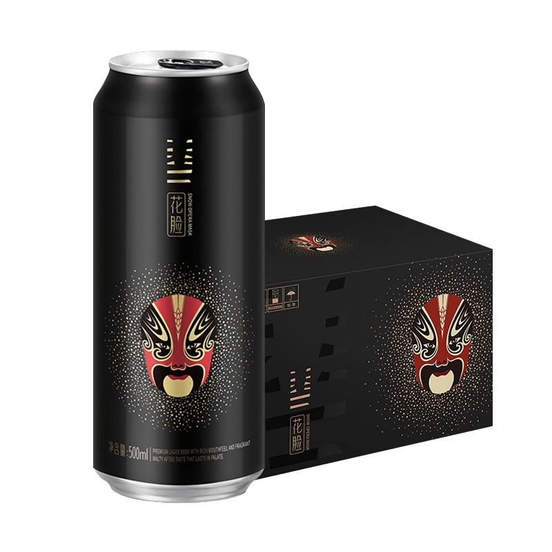 雪花啤酒 脸谱系列 煮出法工艺 花脸 500mL 12罐 整箱装 到期日8月