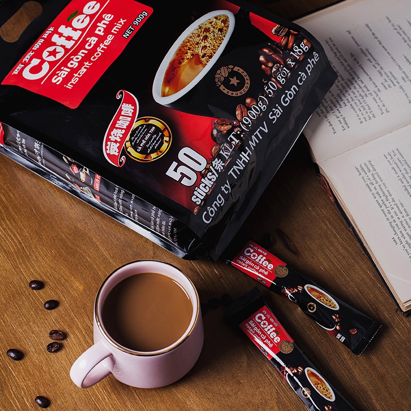 越南进口西贡咖啡三合一速溶咖啡炭烧原味咖啡粉冲调饮品炭烧咖啡900g