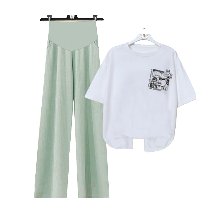 喜孕娇服饰（Xi Jiao Pregnanay Clothing）孕妇装夏装套装秋装夏季时尚外出网红春秋款2022新款阔腿裤两件套 冰丝- 黑色 长裤(【无口袋】) XL