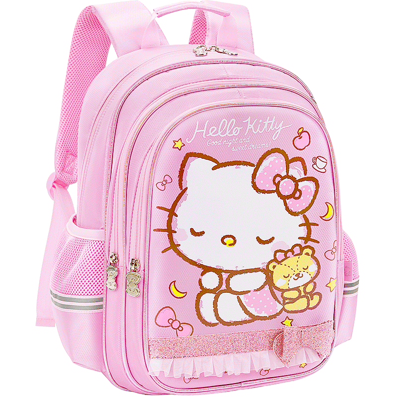 凯蒂猫 小学生书包女生1-4年级儿童书包休闲出游上学萌娃KT卡通双肩包轻便大容量背包 DB96511A （粉红）