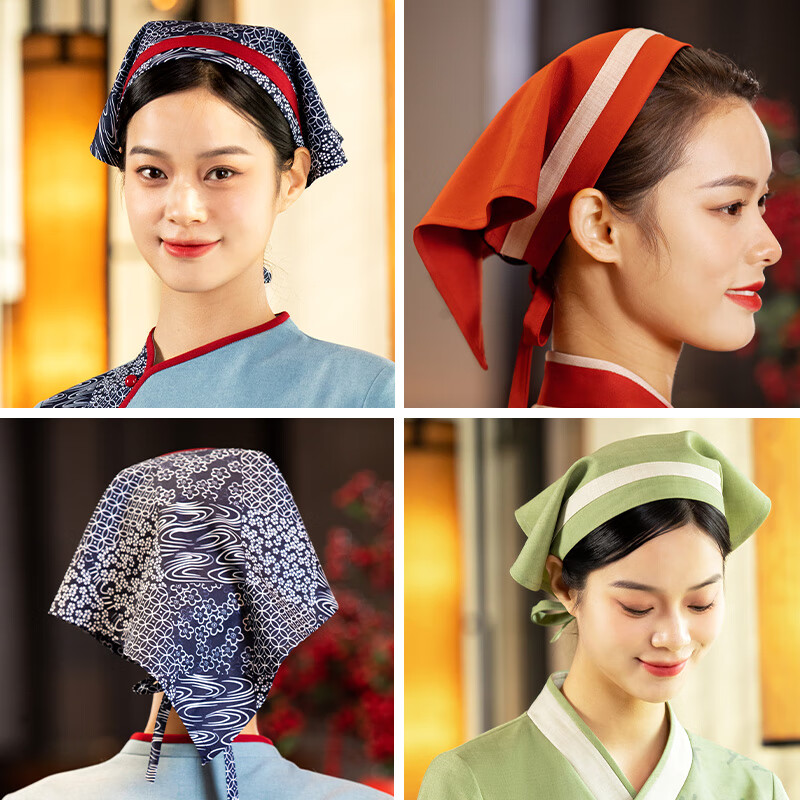 米集配饰民族风服务员工作包头防掉头发夏新款 tj-0001-绿色