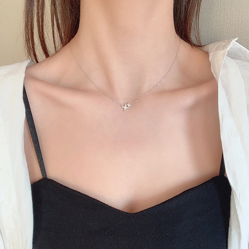 项链女轻奢小众设计感锁骨链2022年新款夏季吊坠银色 s925银流星项链