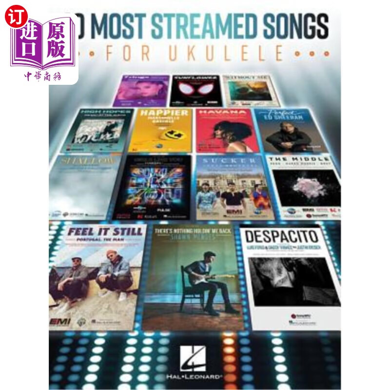 海外直订40 most streamed songs for ukulele 为四弦琴谱写的40首最