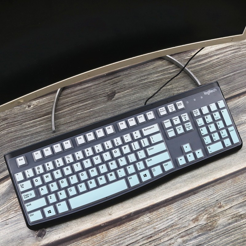 罗技 mk120 k120 台式机键盘保护膜电脑彩色笔记本键盘膜贴罩套 渐变薄荷色