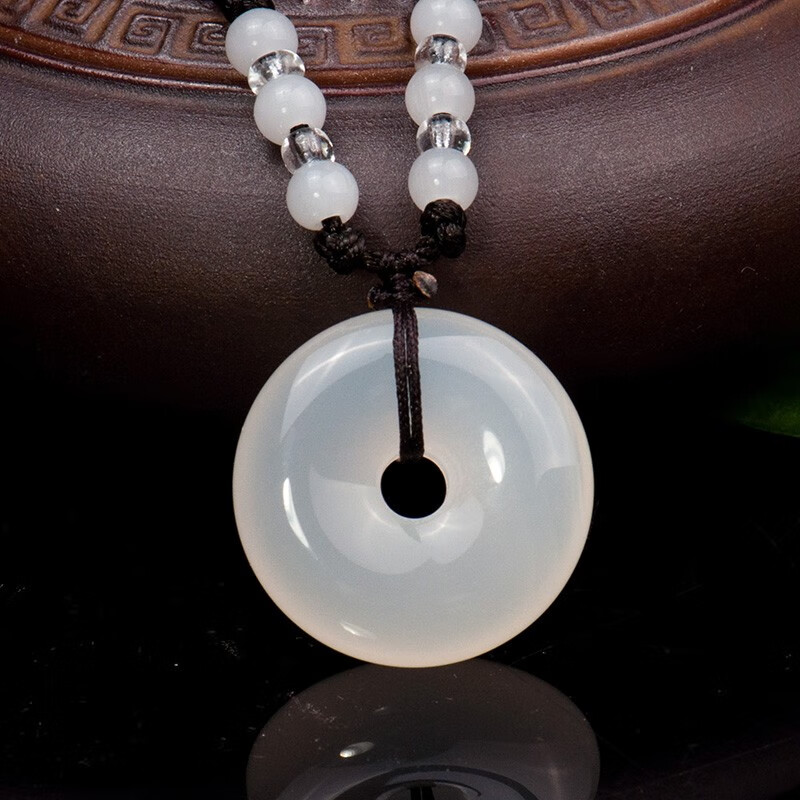 梦克拉 玛瑙平安扣吊坠 玉髓吊坠 白色紫色可选 白色