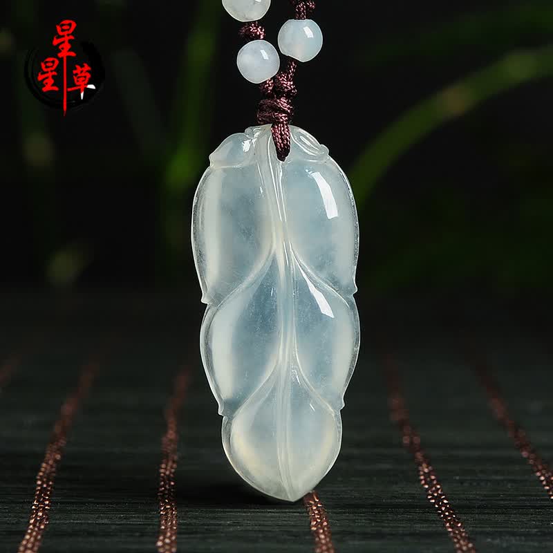 星星草翡翠金枝玉叶挂件女款 冰润冰种树叶吊坠自戴送礼