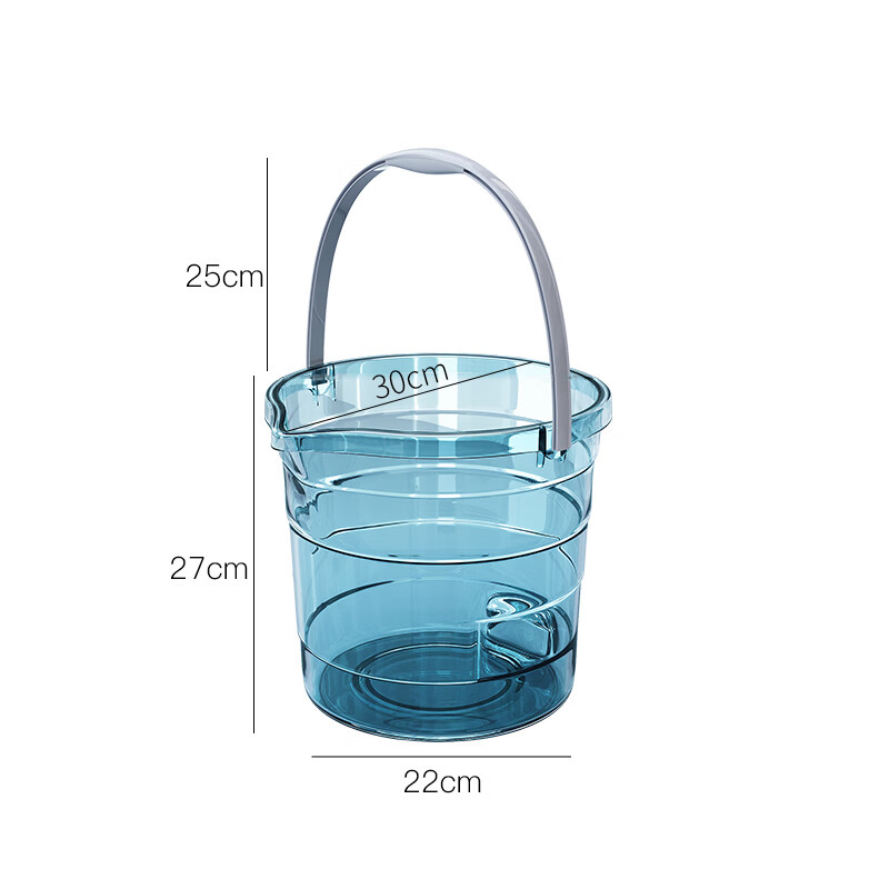 千惠侬水桶家用储水用透明加厚塑料桶手提桶学生宿舍大号洗澡桶子洗衣桶 小号透明蓝