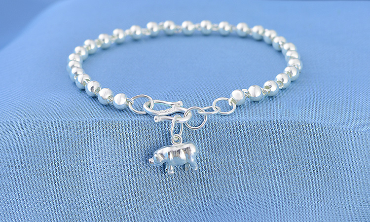 雅隐99足银圆珠手链十二生肖鼠牛虎兔龙蛇马羊猴鸡狗猪银珠男女款手链