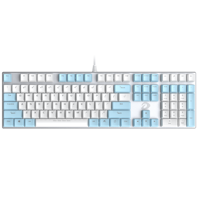 Dareu 达尔优 机械师合金版 108键 有线机械键盘 白蓝色 达尔优青轴 单光