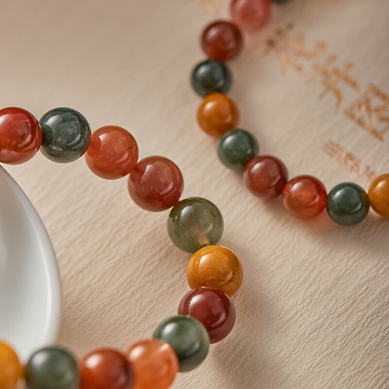 瓶凡天然水晶手串女彩发晶福禄寿多宝招财转运彩色珠子串珠单圈手