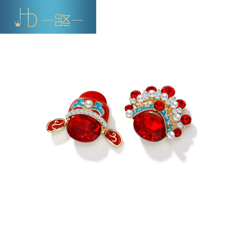 含冬耳夹仙银针耳环中国风耳钉戏曲花旦新娘京剧脸谱耳饰 如戏如梦