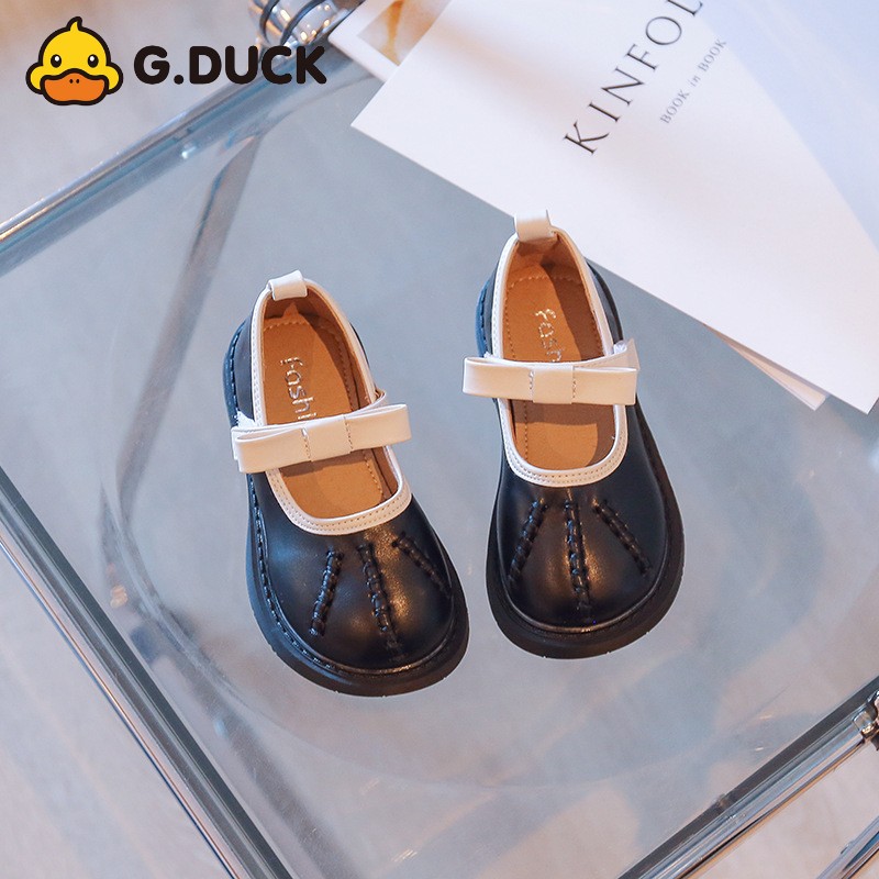 G.DUCK小黄鸭女童小皮鞋秋季新款韩版时尚女孩子甜美蝴蝶结公主鞋百搭儿童单鞋 黑色 27码鞋内长16.8cm属于什么档次？