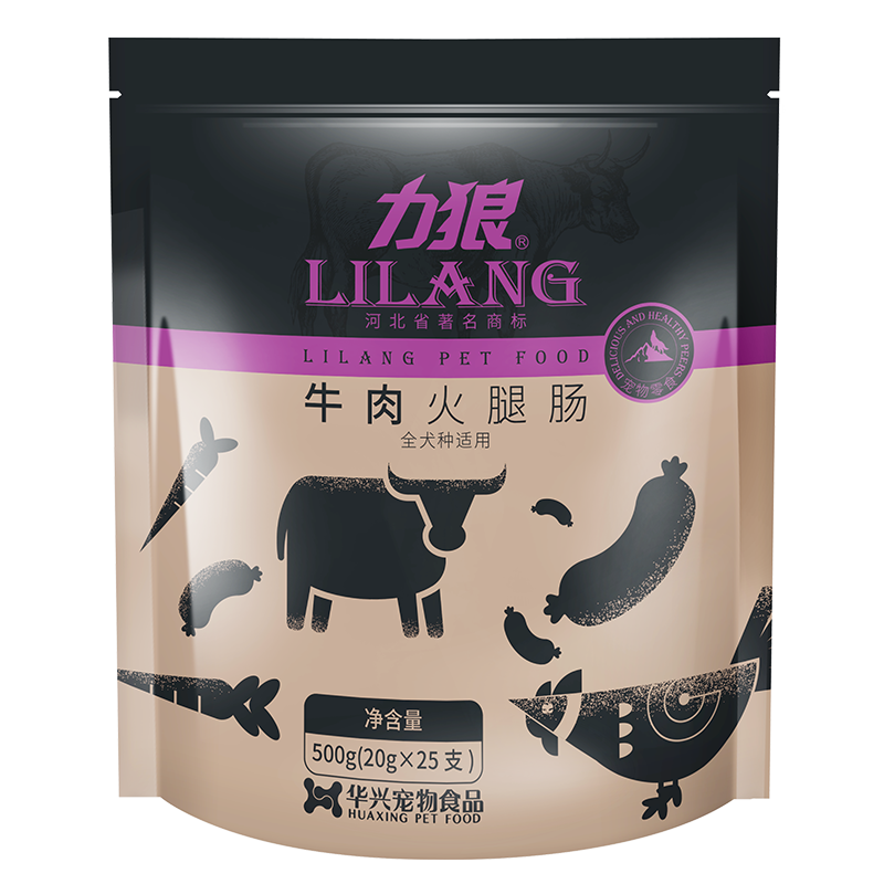 力狼 LILANG狗零食狗火腿肠泰迪金毛宠物零食幼犬成犬 通用型牛肉味500g25支