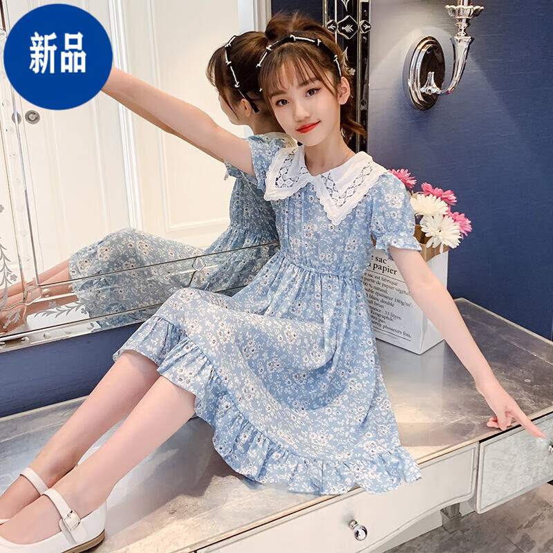 迪士尼(disney)女童裙子夏季9-12岁中大童连衣裙小女孩子百搭外穿洋气
