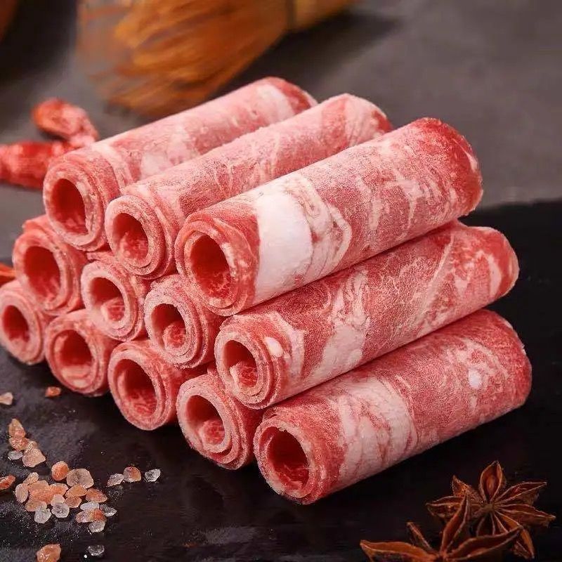 品肠羊农 内蒙雪花肥牛卷新鲜牛肉卷片火锅食材烧烤烤肉食材冷冻羊肉