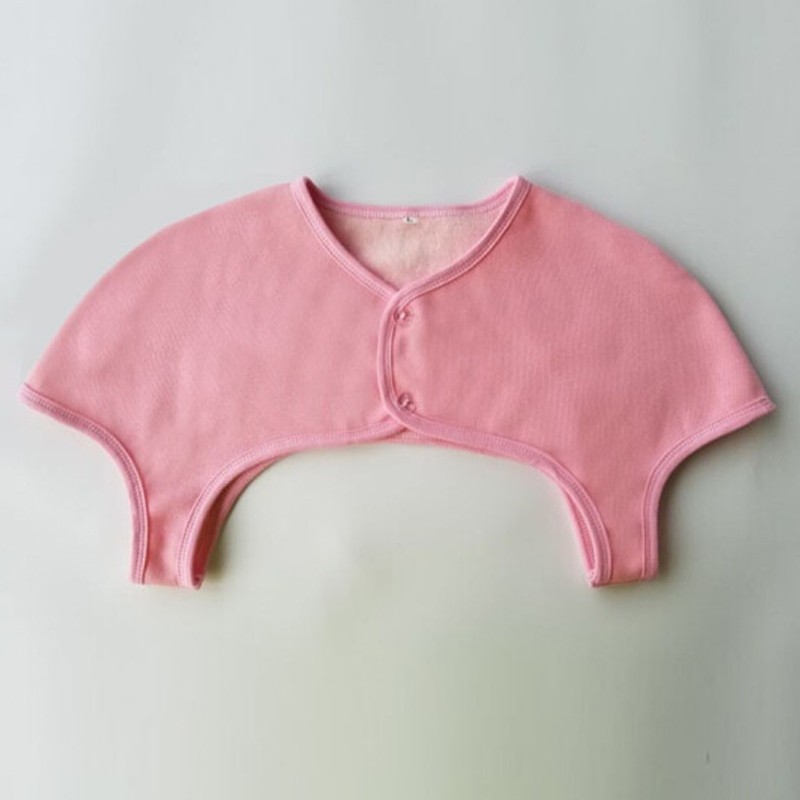 纯棉加厚睡觉保暖月子哺乳护肩衣肩膀防冻披肩坎肩半身衣春夏 粉红色