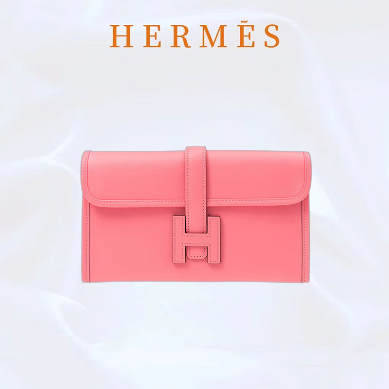 爱马仕(hermes)jige duo系列 女士手拿包 玫瑰红色