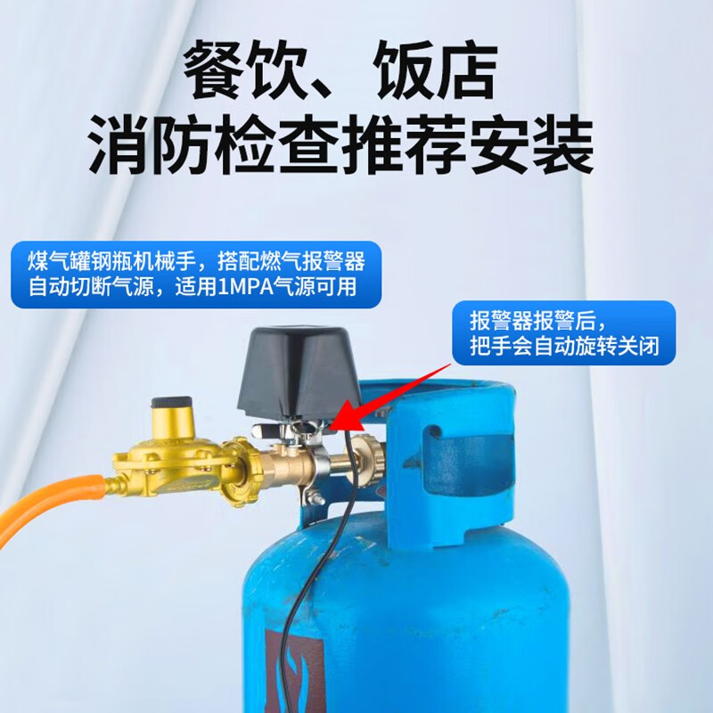 立可安燃气报警器自动切断阀家用厨房天然气泄漏紧急联动自动断气防煤气 607甲烷天然气联动款