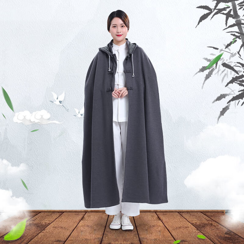 禅修打坐披风斗篷男女精梳棉加绒打坐披风禅修静坐斗篷打坐披肩春秋款