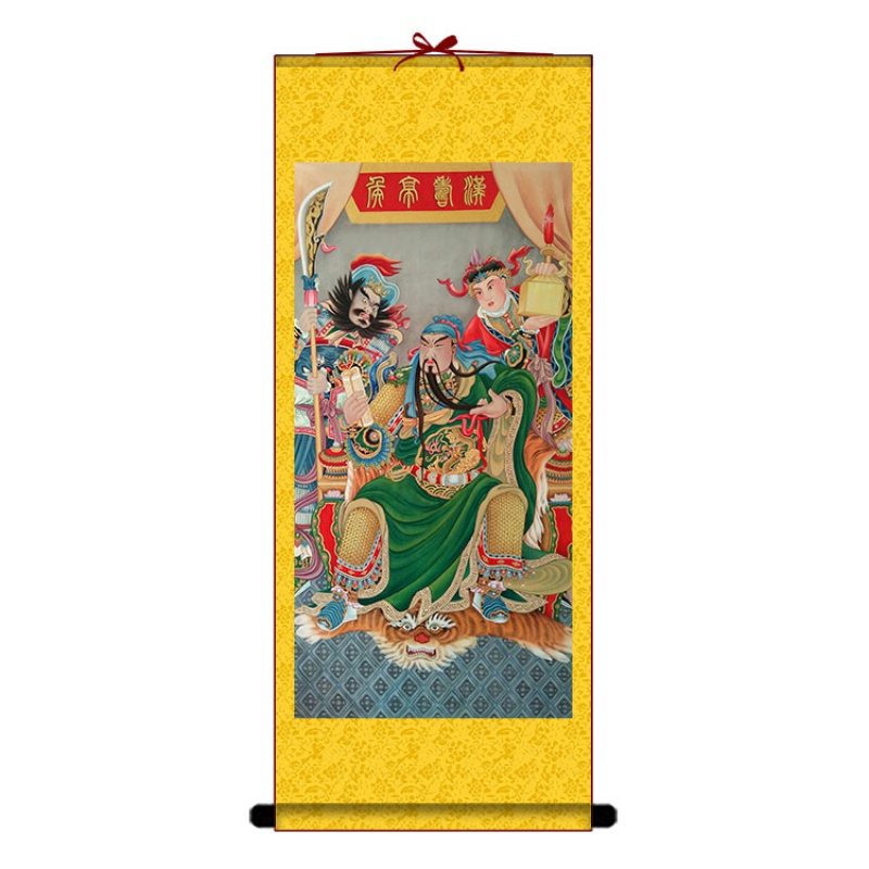 智宙 关公画像武财神关羽挂画道教武财神卷轴画佛教伽蓝菩萨供奉画