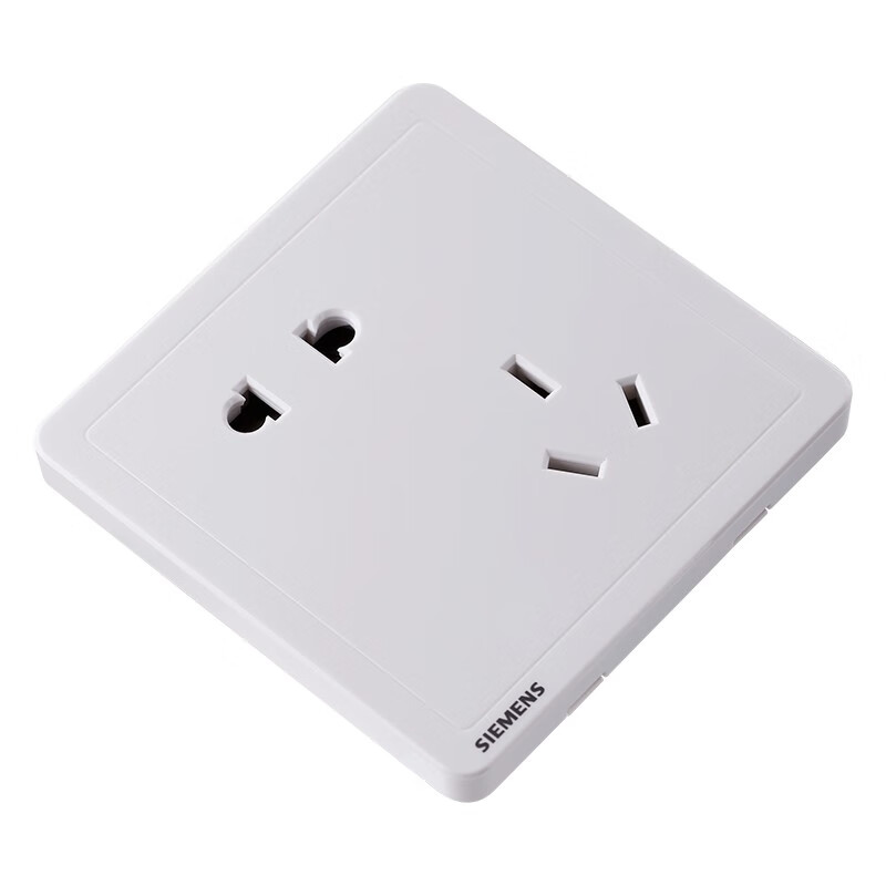 西门子（SIEMENS）开关插座面板 致典系列雅白色开关插座 斜五孔插座二三插