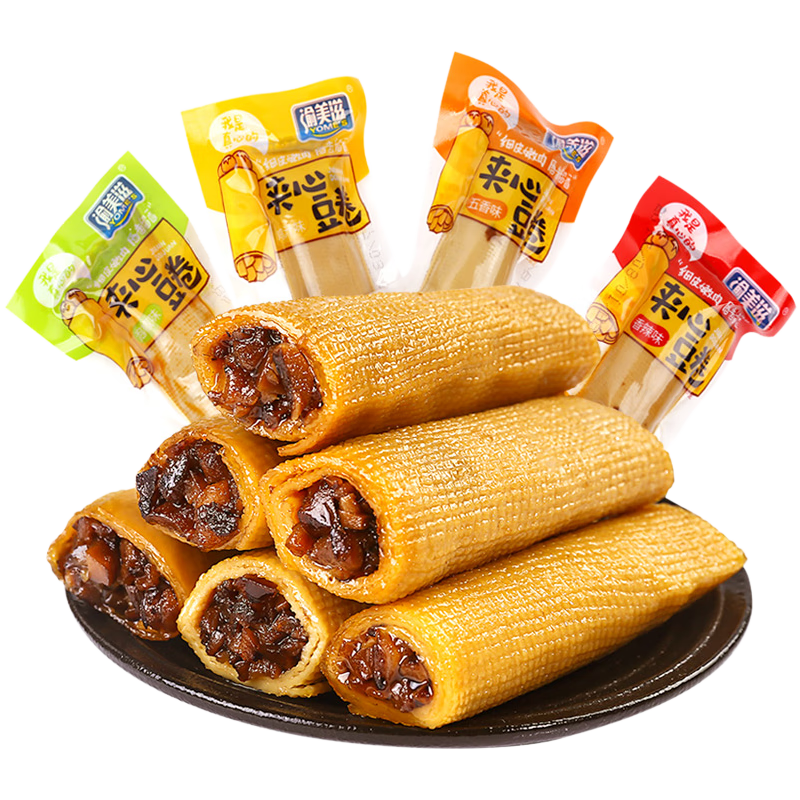 渝美滋（YOME’S）香菇夾心豆卷豆腐干小包裝麻辣零食散裝口味豆干零食大禮包一整箱 2斤：混合全部口味1000g