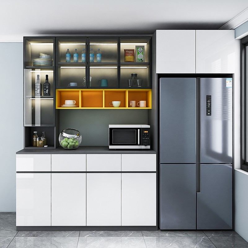 百圣牛酒柜冰箱柜一体铝框玻璃门餐边柜嵌入式冰箱柜酒柜一体储物柜 a