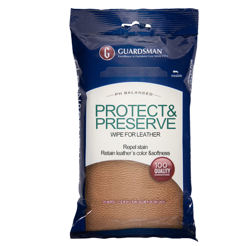 GUARDSMAN皮革清潔護(hù)理濕巾便攜真皮沙發(fā)清潔劑皮衣包包皮具清洗保養(yǎng)劑擦鞋 皮革護(hù)理濕巾【便攜】
