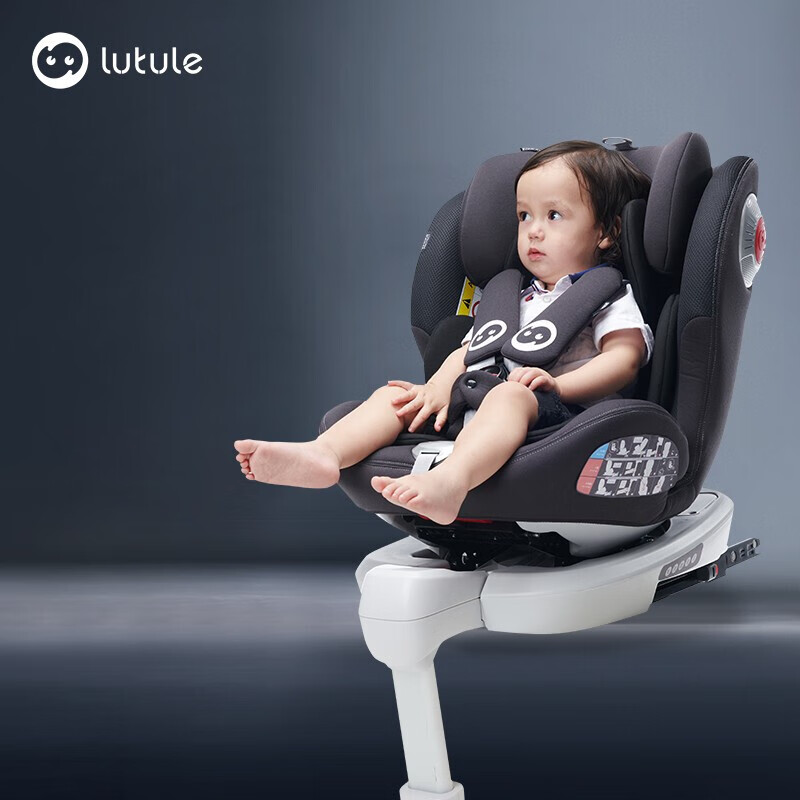 路途乐鹏跃儿童安全座椅汽车用婴儿宝宝0-4-12岁360度无障碍旋可坐可躺 鹏跃黒-360无障碍旋转