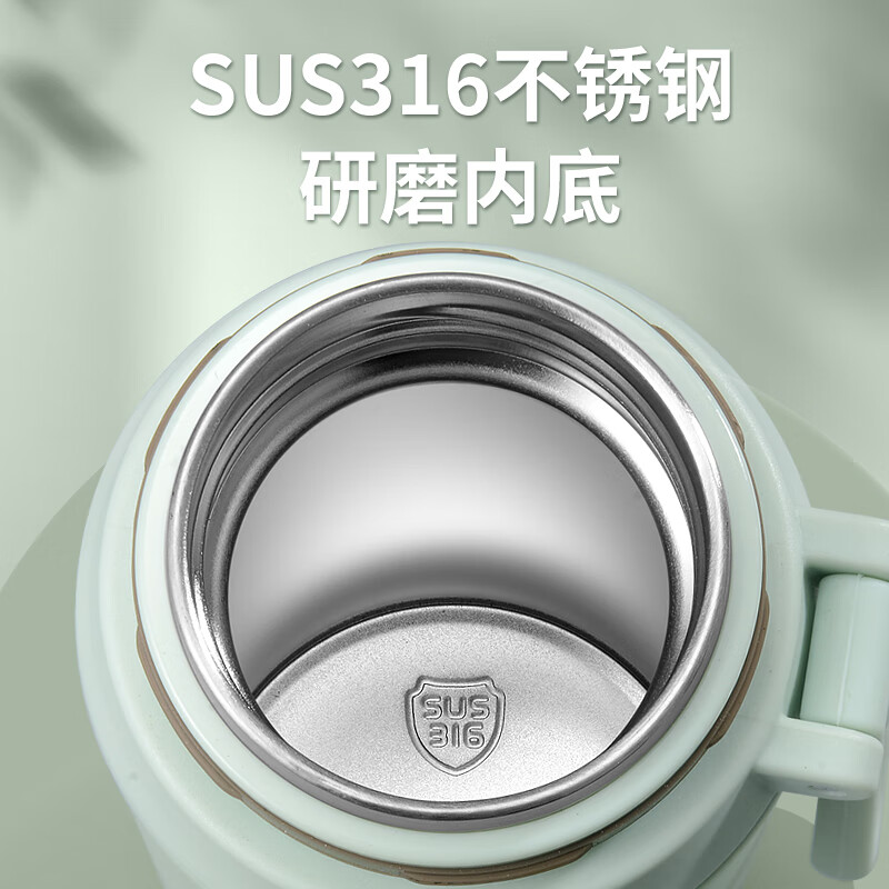 鼎珈派德国316不锈钢保温杯高颜值水杯学生2024新款大容量便携吸管杯子 果绿色 三饮保温杯 550ml