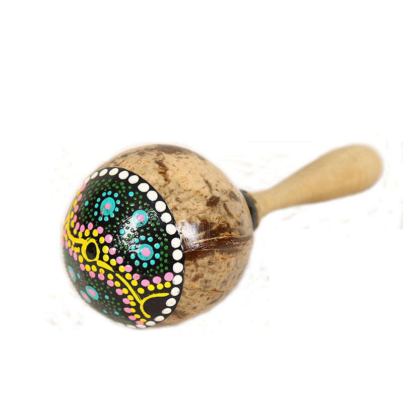 奇宝居椰壳沙锤乐器奥尔夫打击乐 彩绘工艺玩具专业乐器印尼原装进口