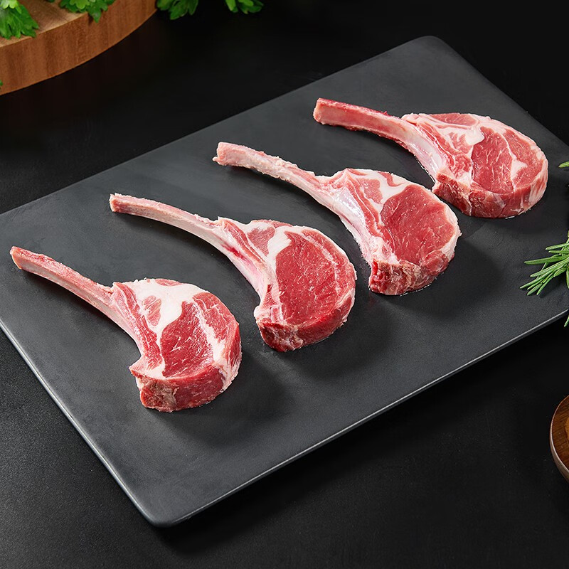 潮羊牧歌 宁夏滩羊肉 生鲜原切法式羊排小切 煎烤烧烤食材清真 法式羊排12支