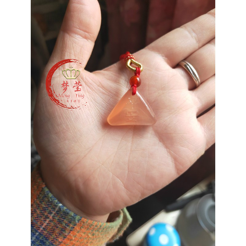 gmay 野生青鱼石鱼惊石平安符吊坠 本命年红绳项链 新生儿百日礼品