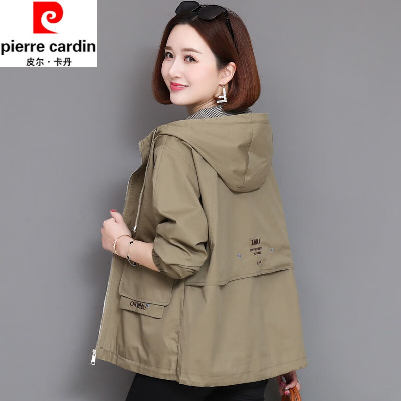 皮尔卡丹(pierre cardin)短款风衣女春秋季新款小个子搭配显高宽松连