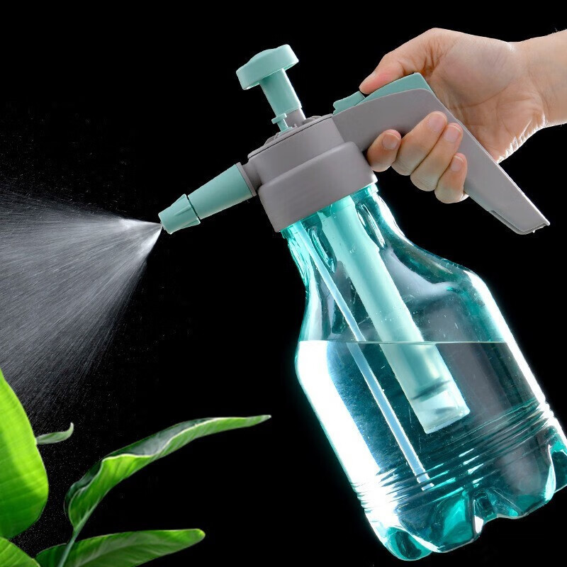 萌优优 浇花喷壶喷雾瓶浇花家庭清洁消毒透明气压式喷雾器 透明绿2L