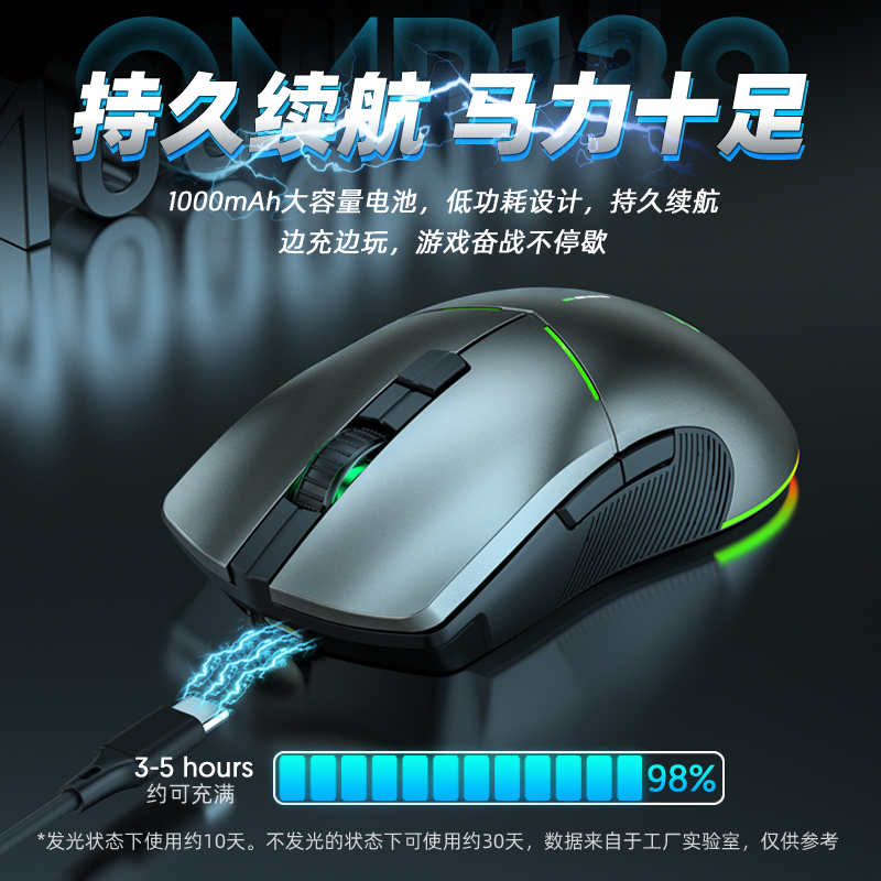 宏碁(acer)无线蓝牙有线三模鼠标 电竞游戏鼠标可充电RGB灯效DPI可调 可编程家用办公OMR139 10000DPI铁灰色