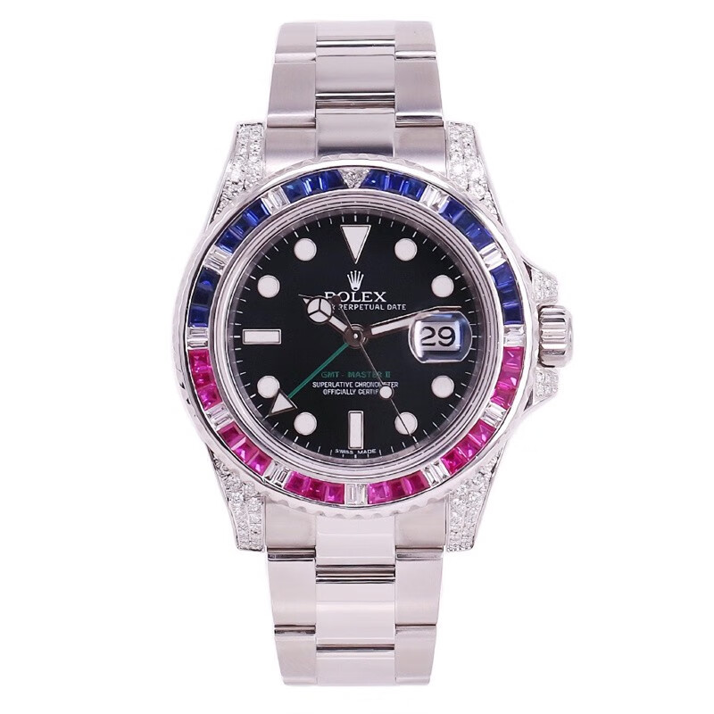 新】劳力士格林尼治型系列男士腕表自动机械精钢表径42mm后镶钻可乐圈