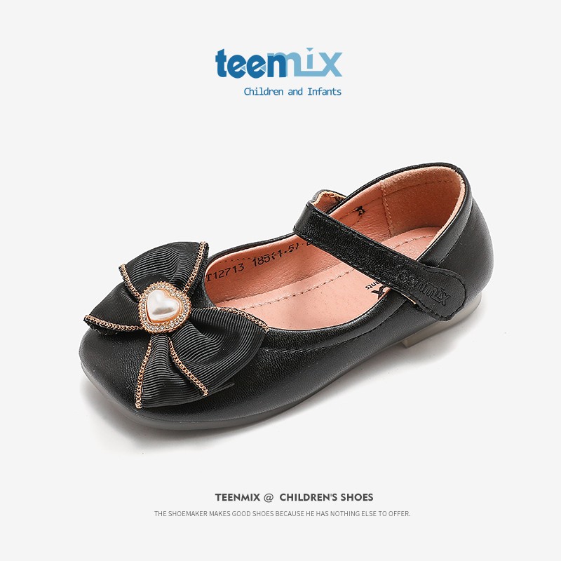 天美意（TEENMIX）童鞋女童皮鞋2023年秋季蝴蝶结公主鞋中大童软底单鞋 黑色 28（适合脚长172mm）怎么样,好用不?