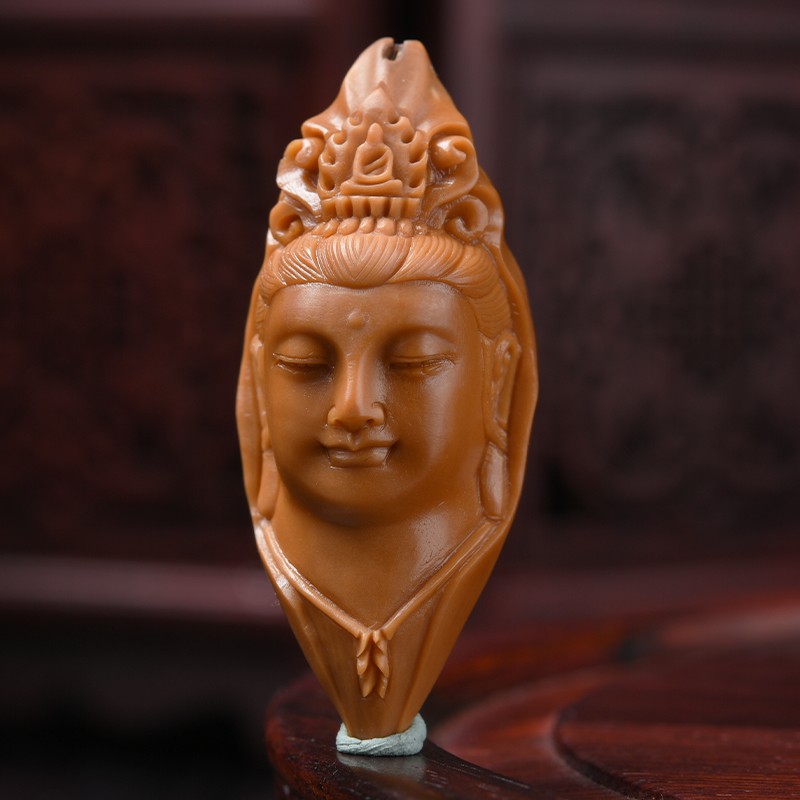 盘道 橄榄核单籽 观音菩萨 文玩橄榄核雕手把件 南工大师海华雕刻  1.