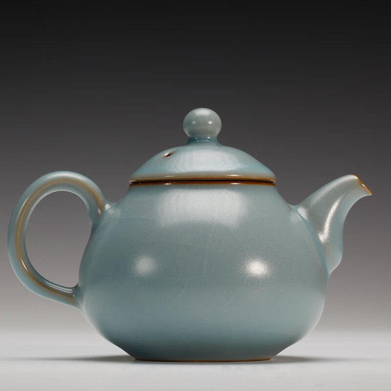 柏采官方柏采汝窑新粉青釉茶壶hr136bx知遇 汝瓷茶具泡茶壶开片可养