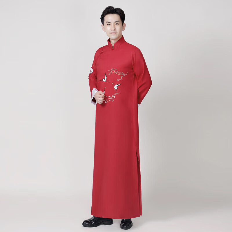 芬格顿主持人中式婚礼司仪服装相声大褂长衫男民国复古长袍马褂长款