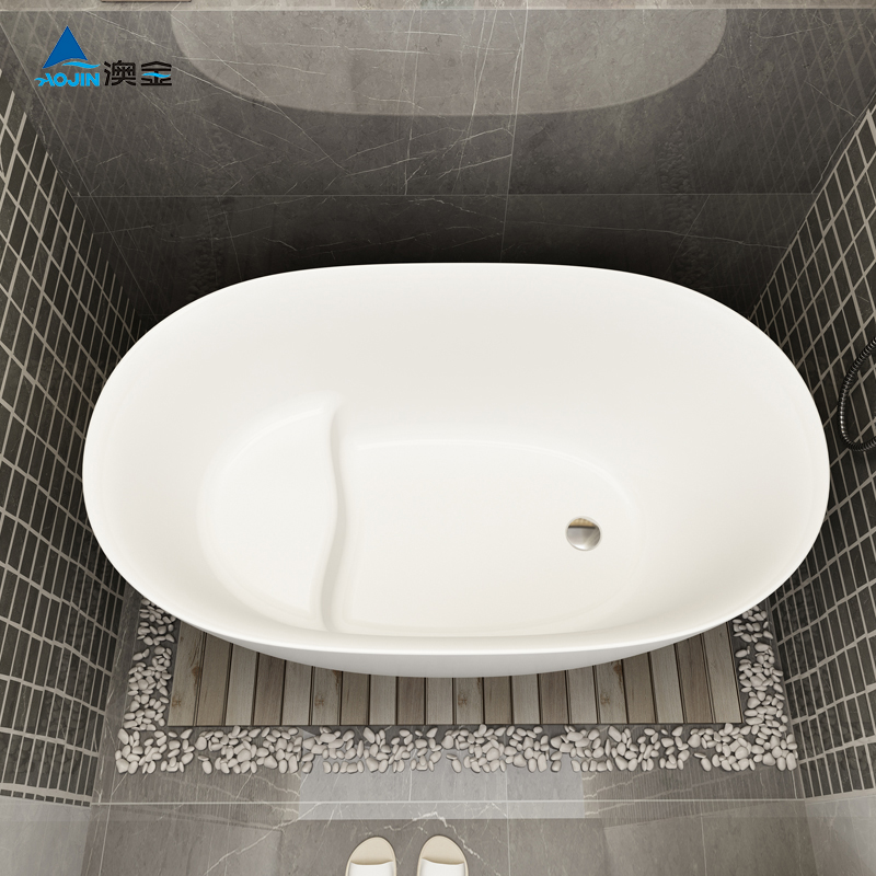 澳金亚克力浴缸家用小户型卫生间1.2米普通成人简易迷你单人坐式 白色 约1.3M