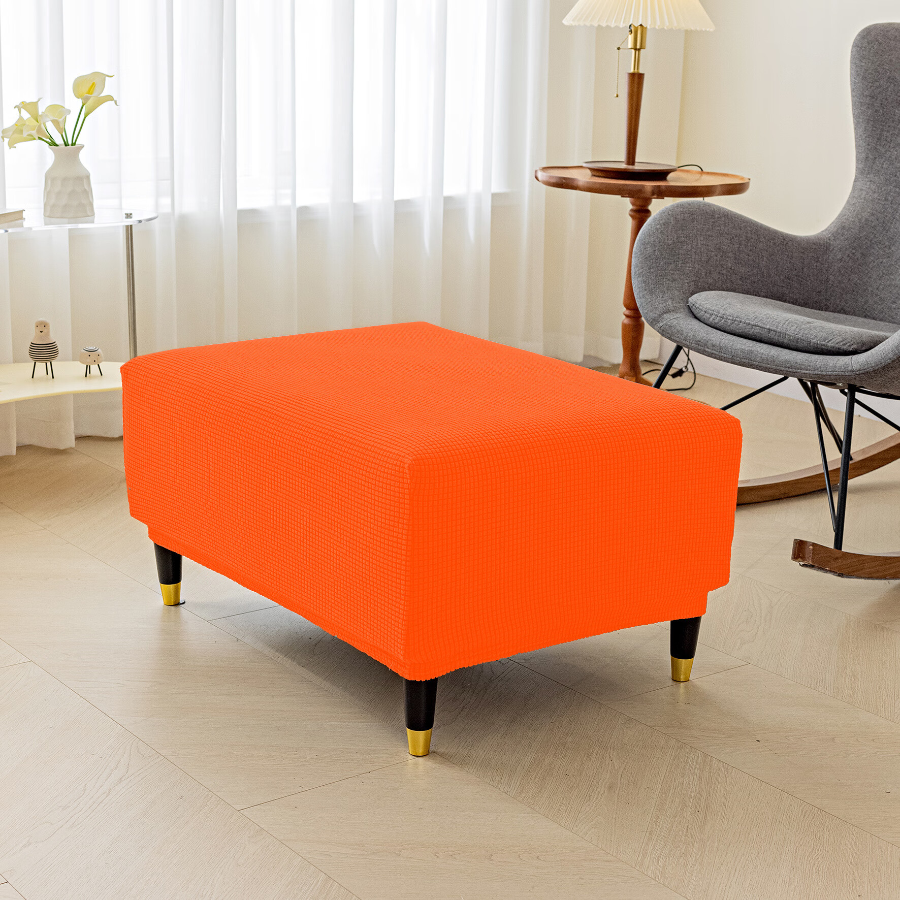 猫喜花沙发套罩加厚万能弹力套沙发脚踏套小方凳套全包脚蹬套子通用