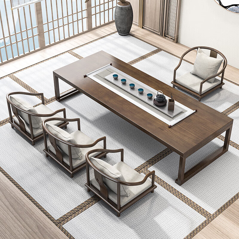 楠木日记飘窗小榻榻坐地飘窗桌型喝会客泡茶 胡桃色120*50*35厚5