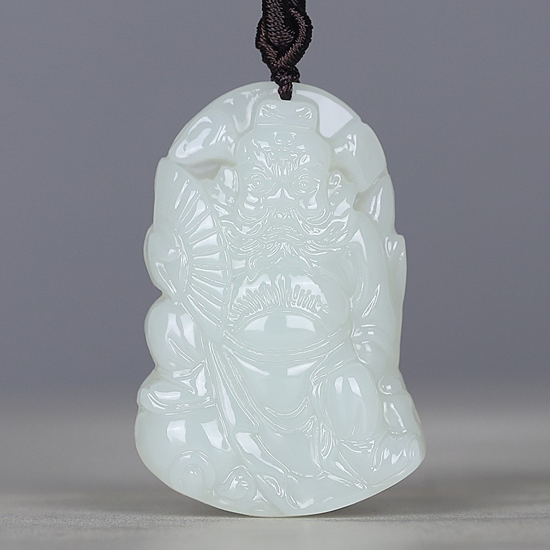 简瑶 新疆和田玉白玉钟馗玉吊坠男玉坠玉佩玉石挂件女
